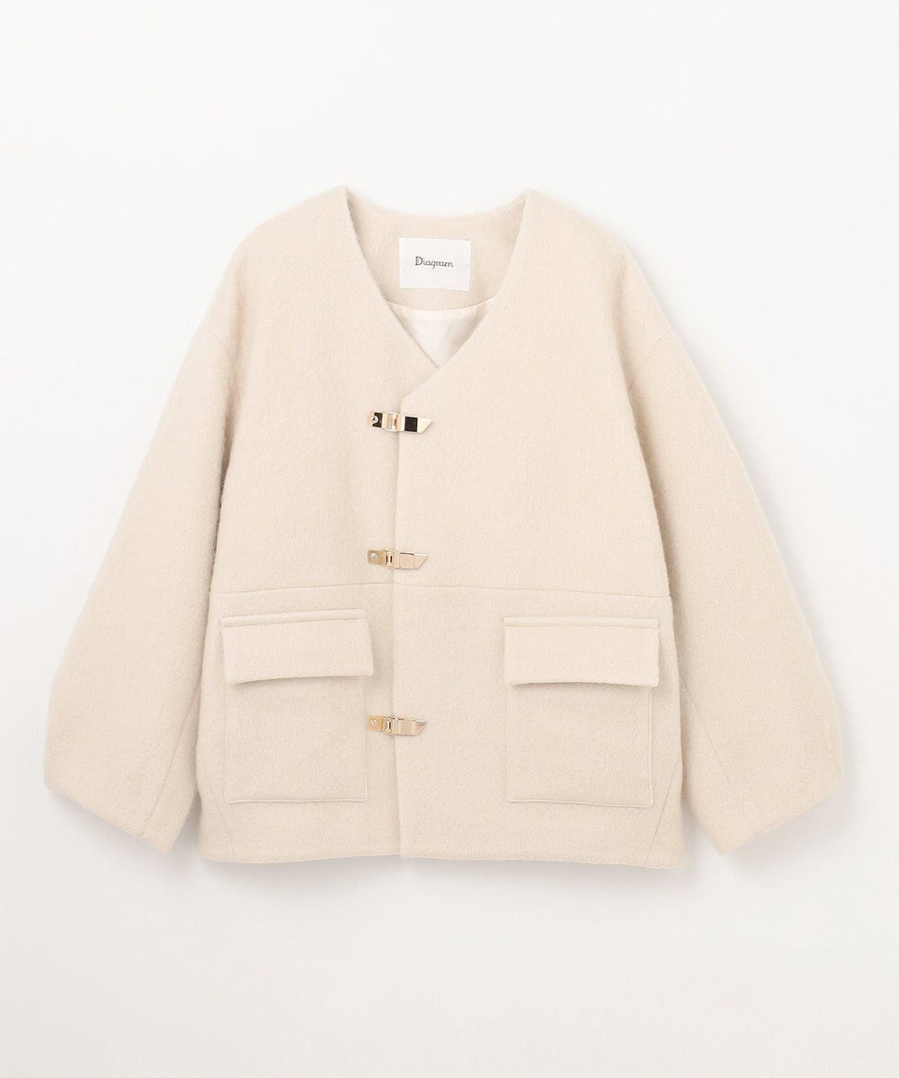 GRACE CONTINENTAL ノーカラーシャギーコート 