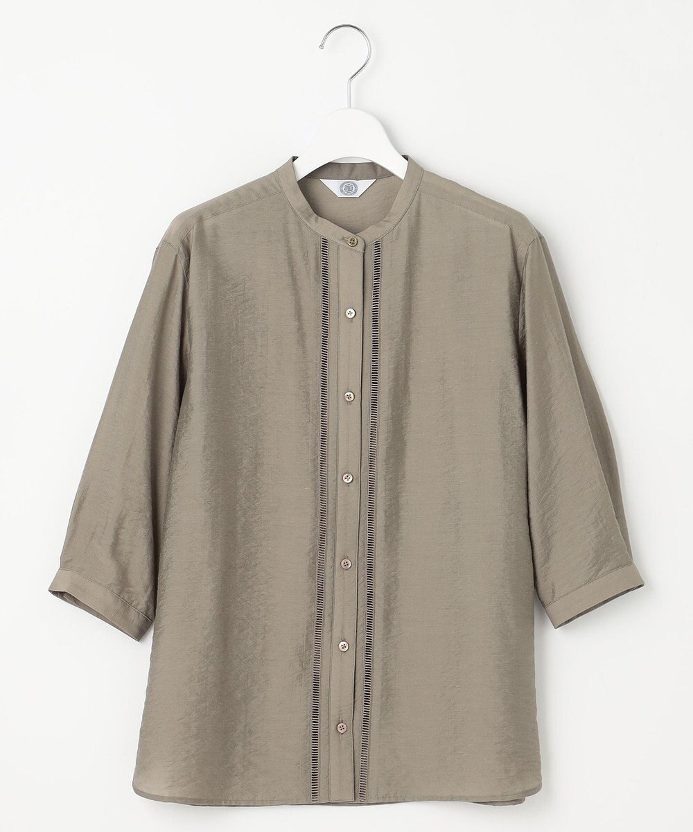 J.PRESS LADIES S 【WEB限定カラーあり・洗える】Sheer Vis リネン バンドカラー ブラウス 