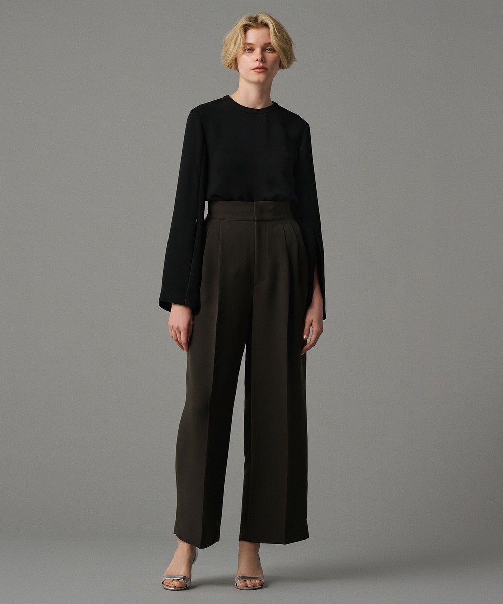 uncrave 【防シワ・洗濯機洗い可】ウォッシャブルダブルクロス スリットスリーブ ブラウス（uncrave STANDARD） 