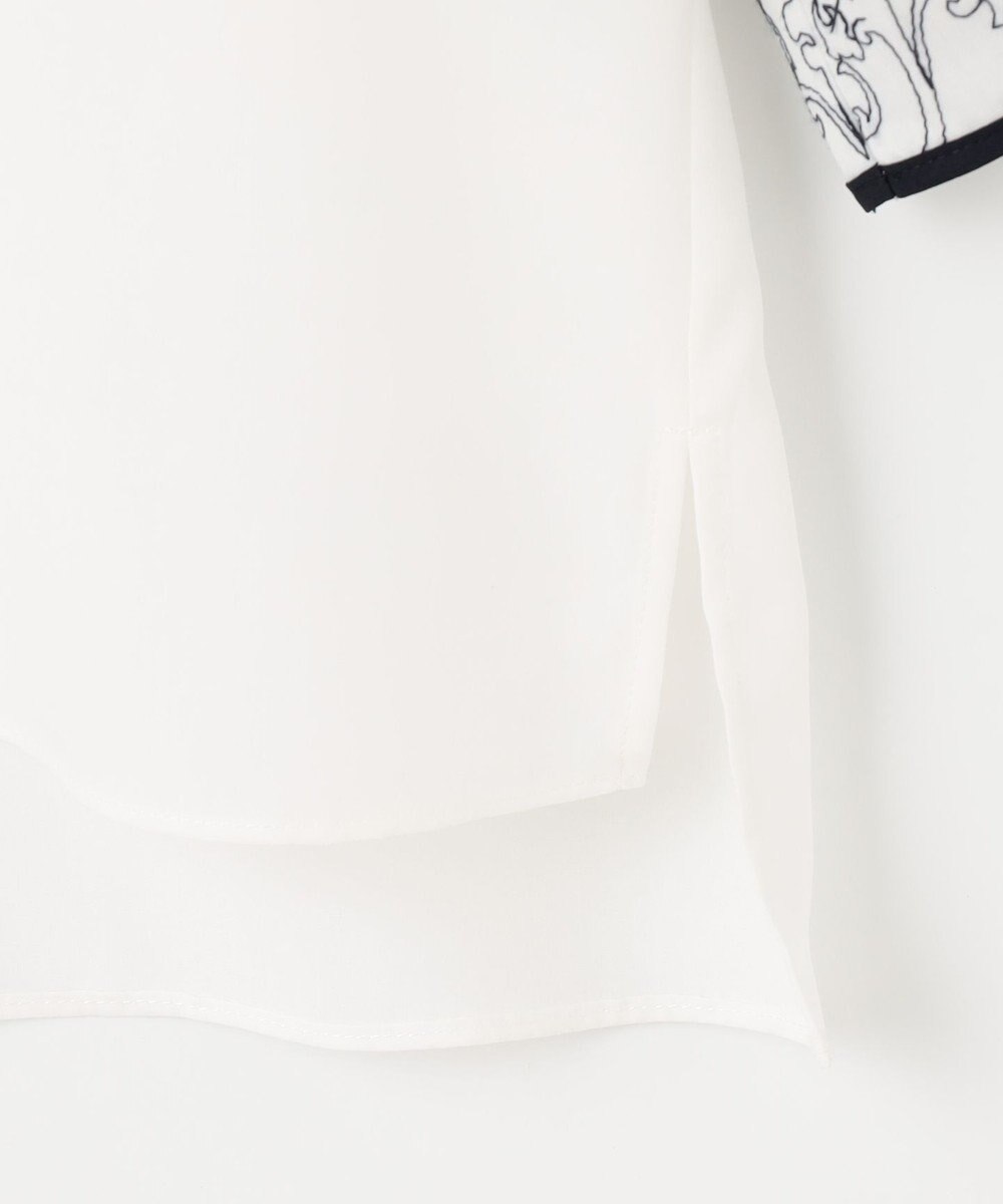 自由区 S 【洗える】コードエンブロイダリーボートネック ブラウス 