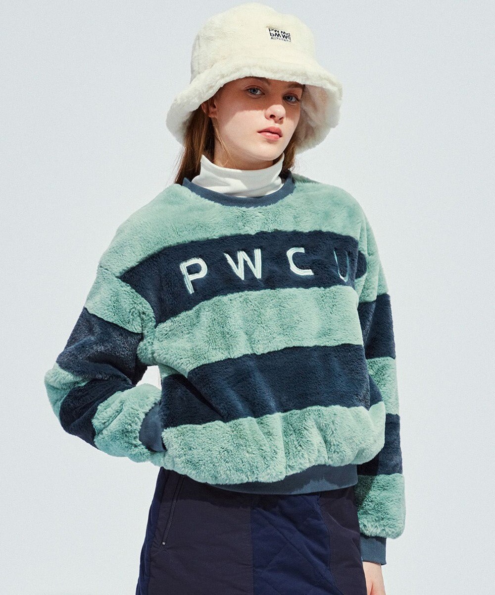 PW CIRCULUS 【ふわもこあったか/防寒/裏地付】【WOMEN】ボーダーフェイクファープルオーバー 