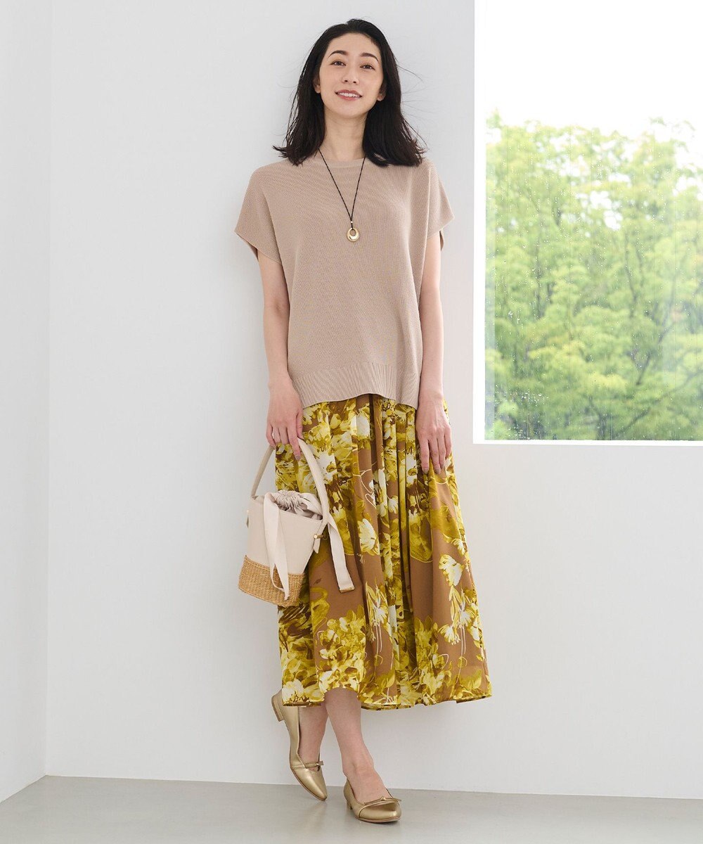 自由区 S 【ウエストゴム・洗える】ピオニーフローラルプリント  スカート 