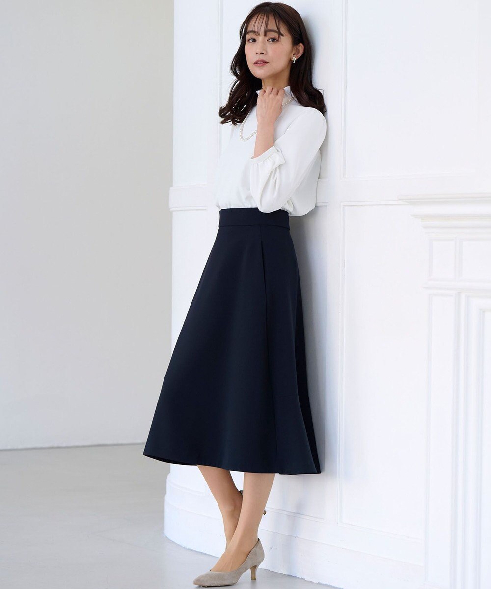 組曲 【KUMIKYOKU NAVY】ジョーゼットシフォン スタンドフリルブラウス 
