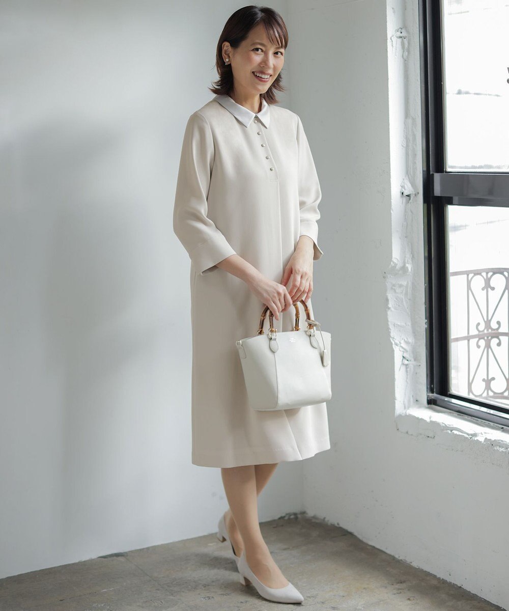 J.PRESS LADIES S 【2way】セラテリーダブルクロス 襟付き ワンピース 