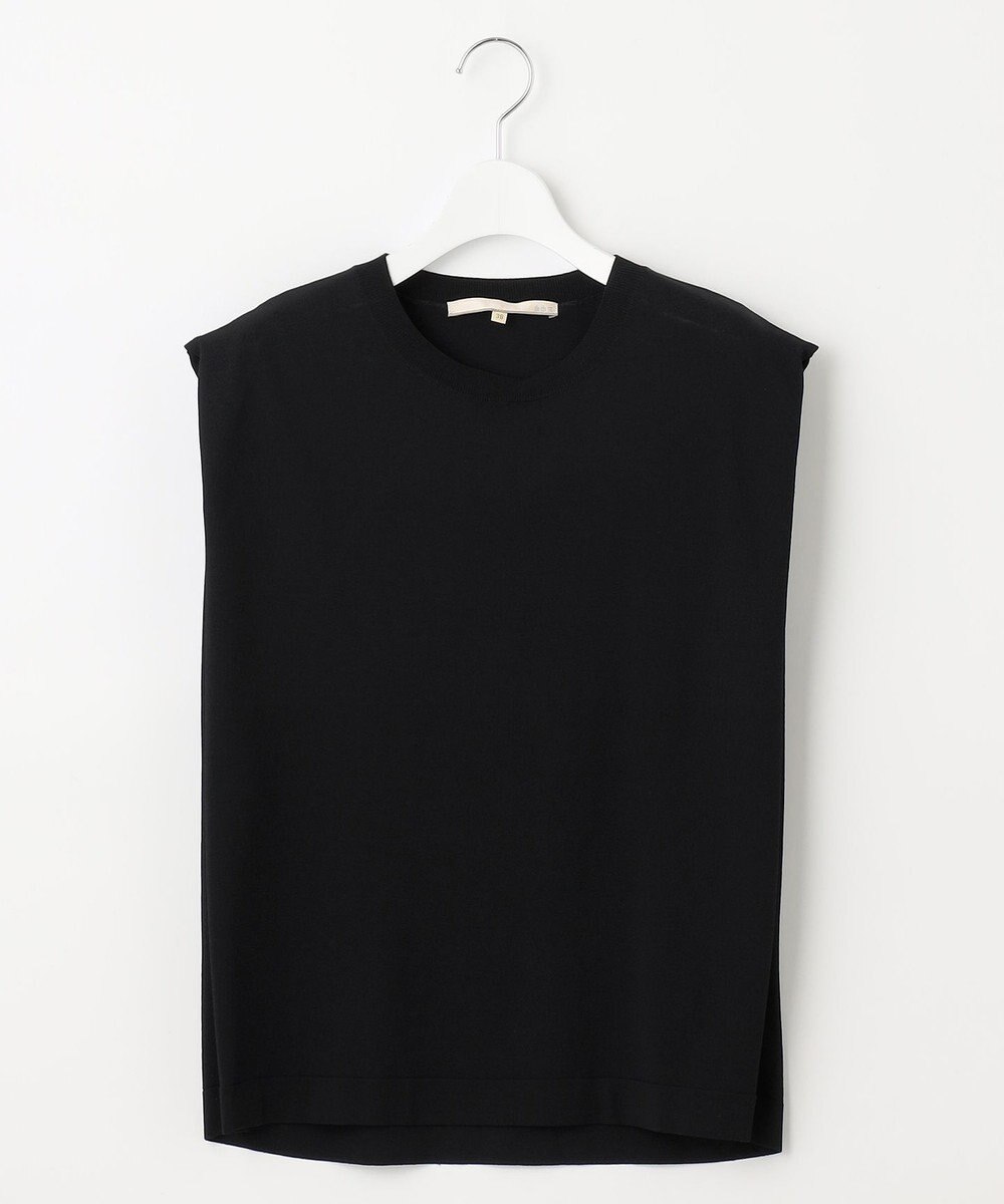 自由区 【洗える・XSサイズあり】クレープストレッチノースリーブ ニット 