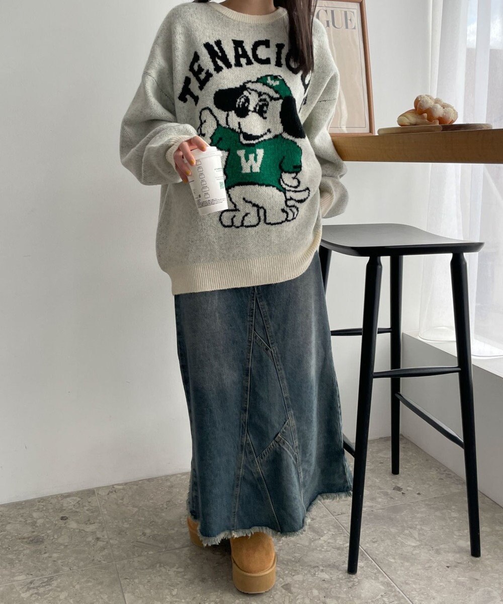 WEGO ファニーグラフィックフラッフィーニットプルオーバー 