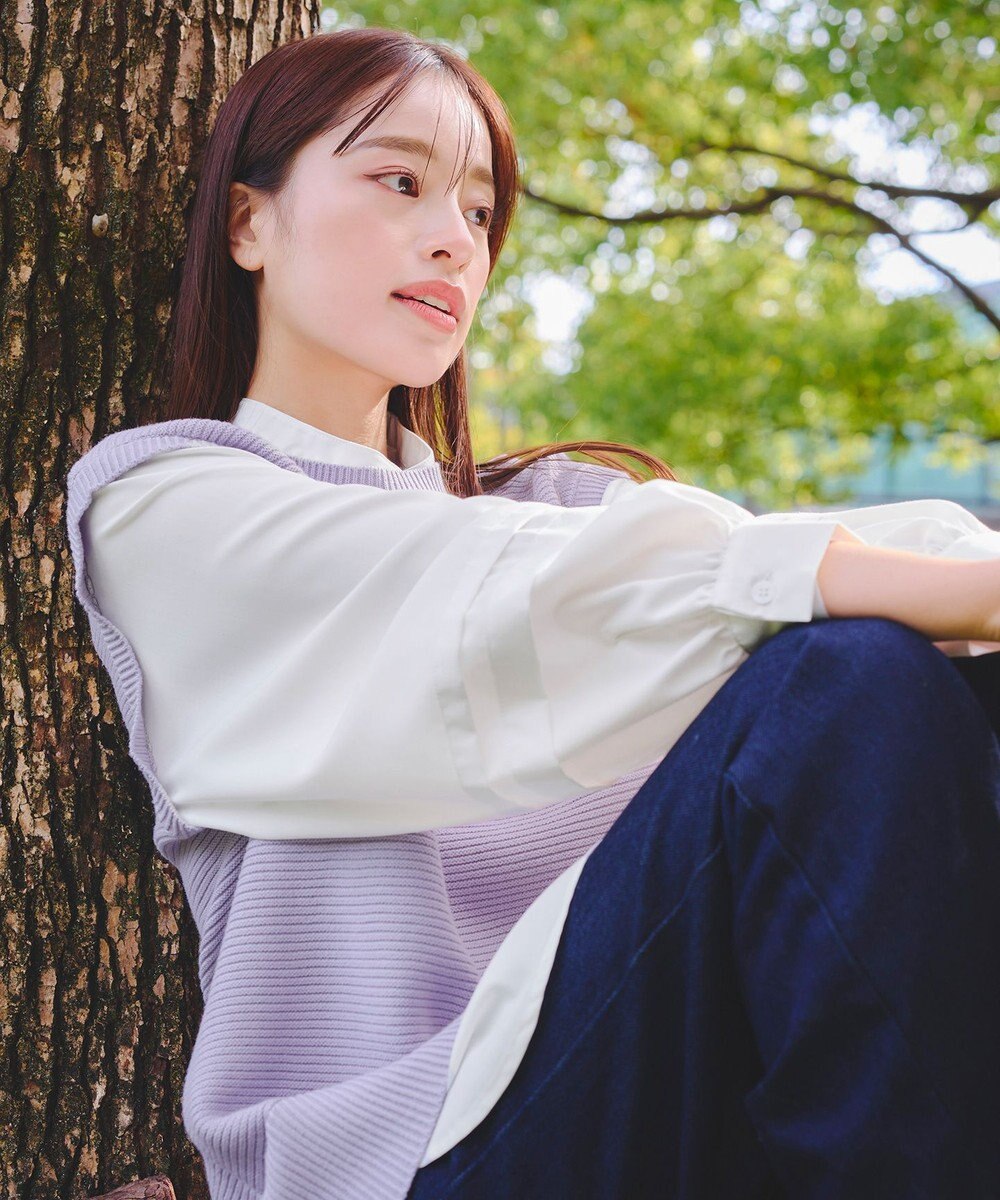 Tiaclasse L 【新色追加・2way・洗える】シャツドッキングニットベスト 