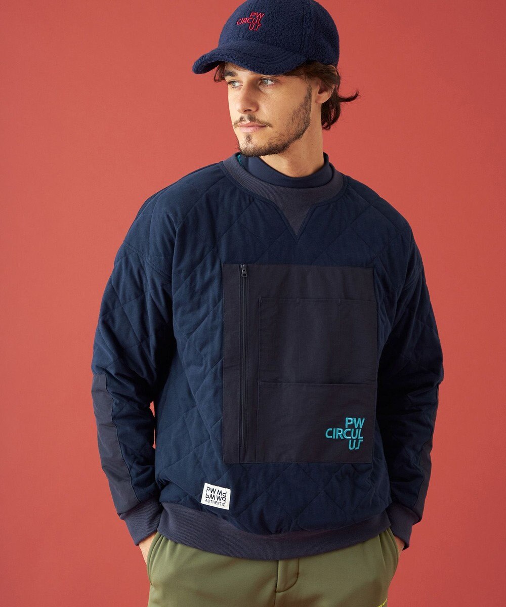 PW CIRCULUS 【裏地付き/防寒】【MEN】キルティングスエットプルオーバー 
