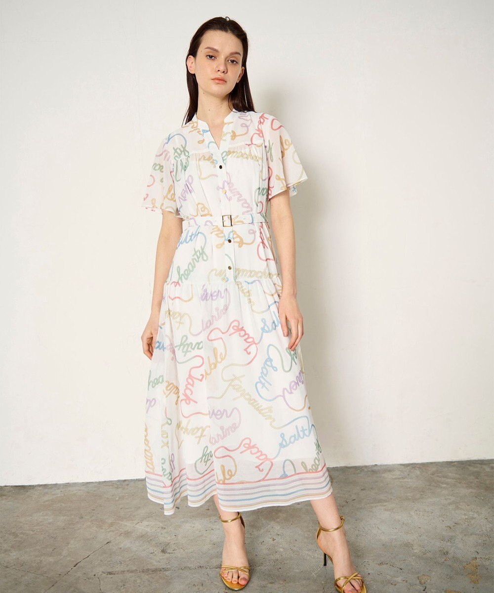 GRACE CONTINENTAL ロープロゴプリントワンピース 