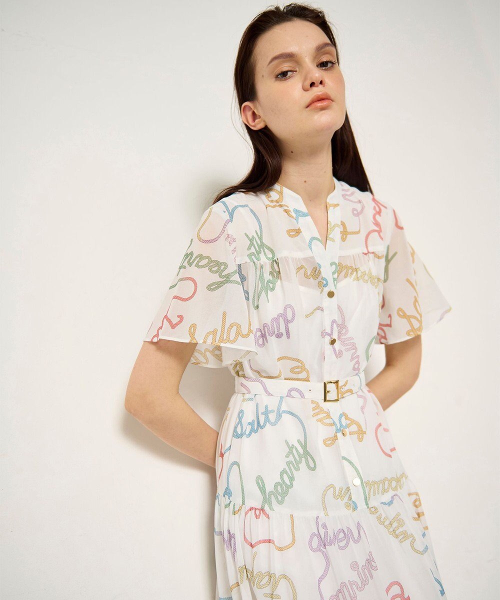 GRACE CONTINENTAL ロープロゴプリントワンピース 