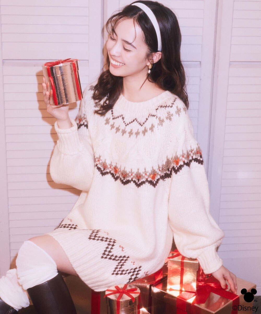 earth music&ecology 【予約】Disney/ミッキー刺繍ノルディックニットチュニック 