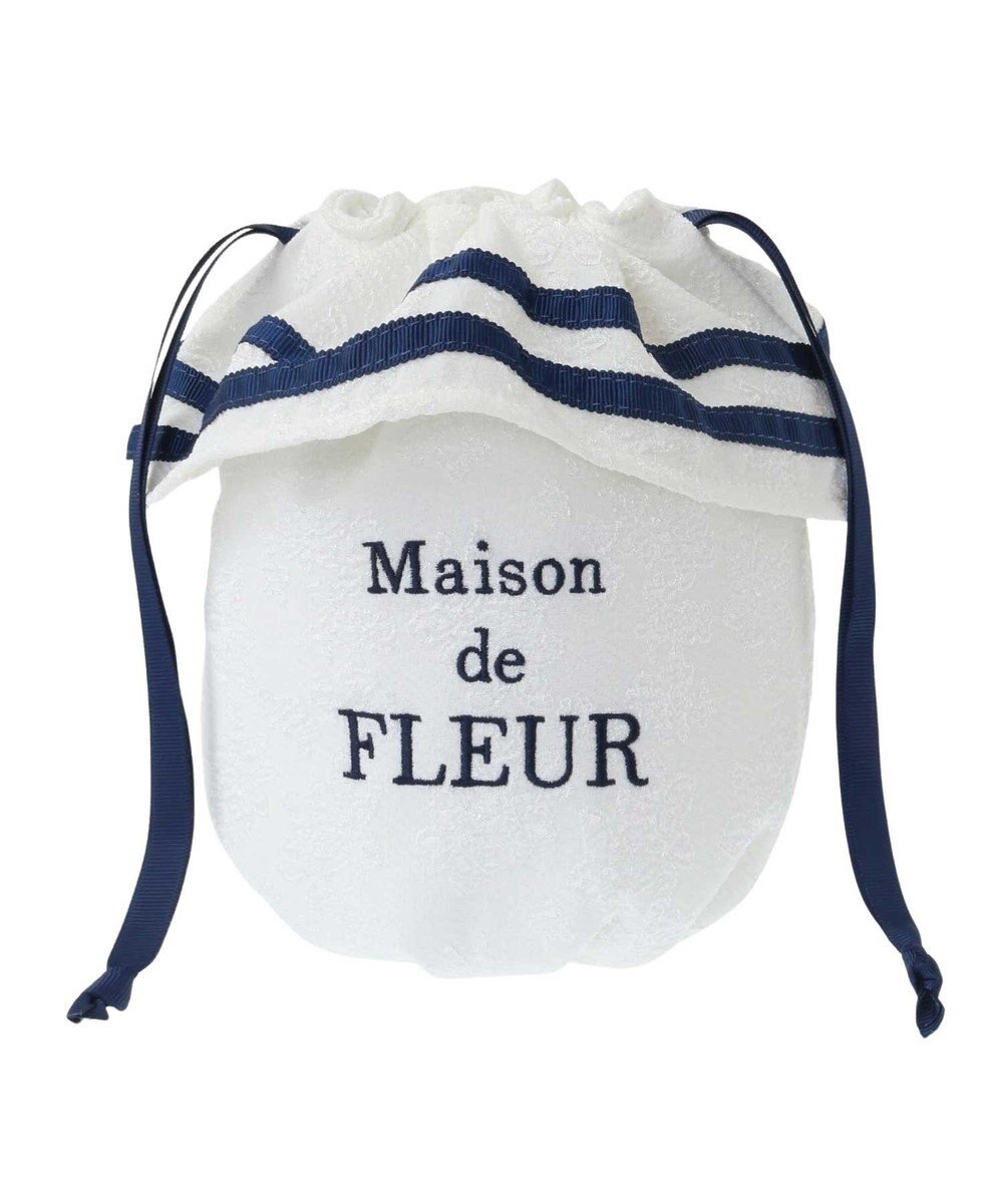 Maison de FLEUR ラインリボンジャカード巾着ポーチ 