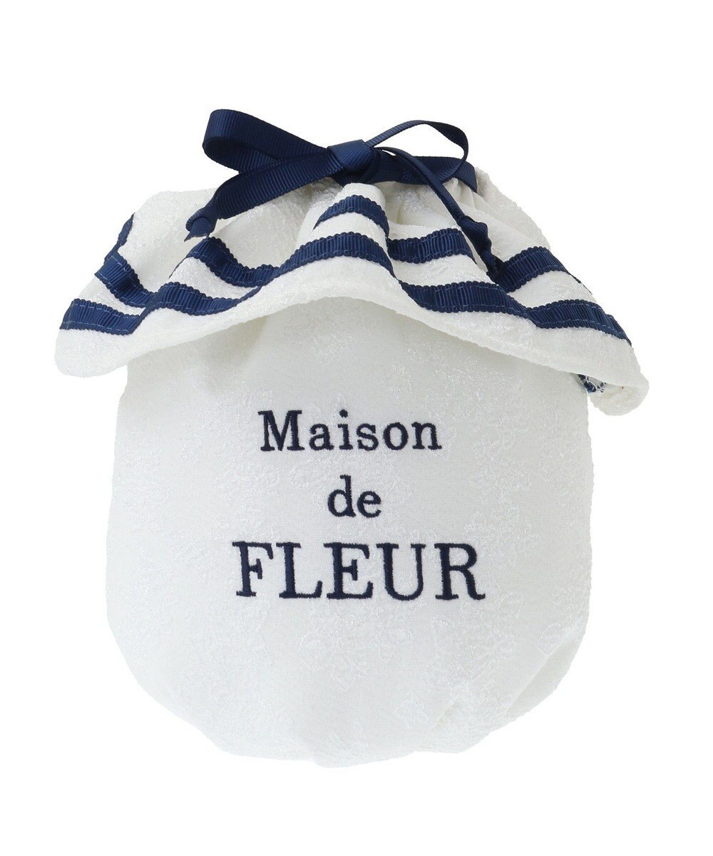 Maison de FLEUR ラインリボンジャカード巾着ポーチ 