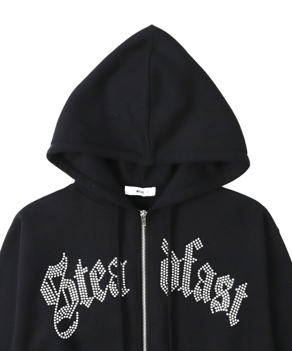 WEGO 【裏起毛】ラインストーン裏起毛ショートジップパーカー 