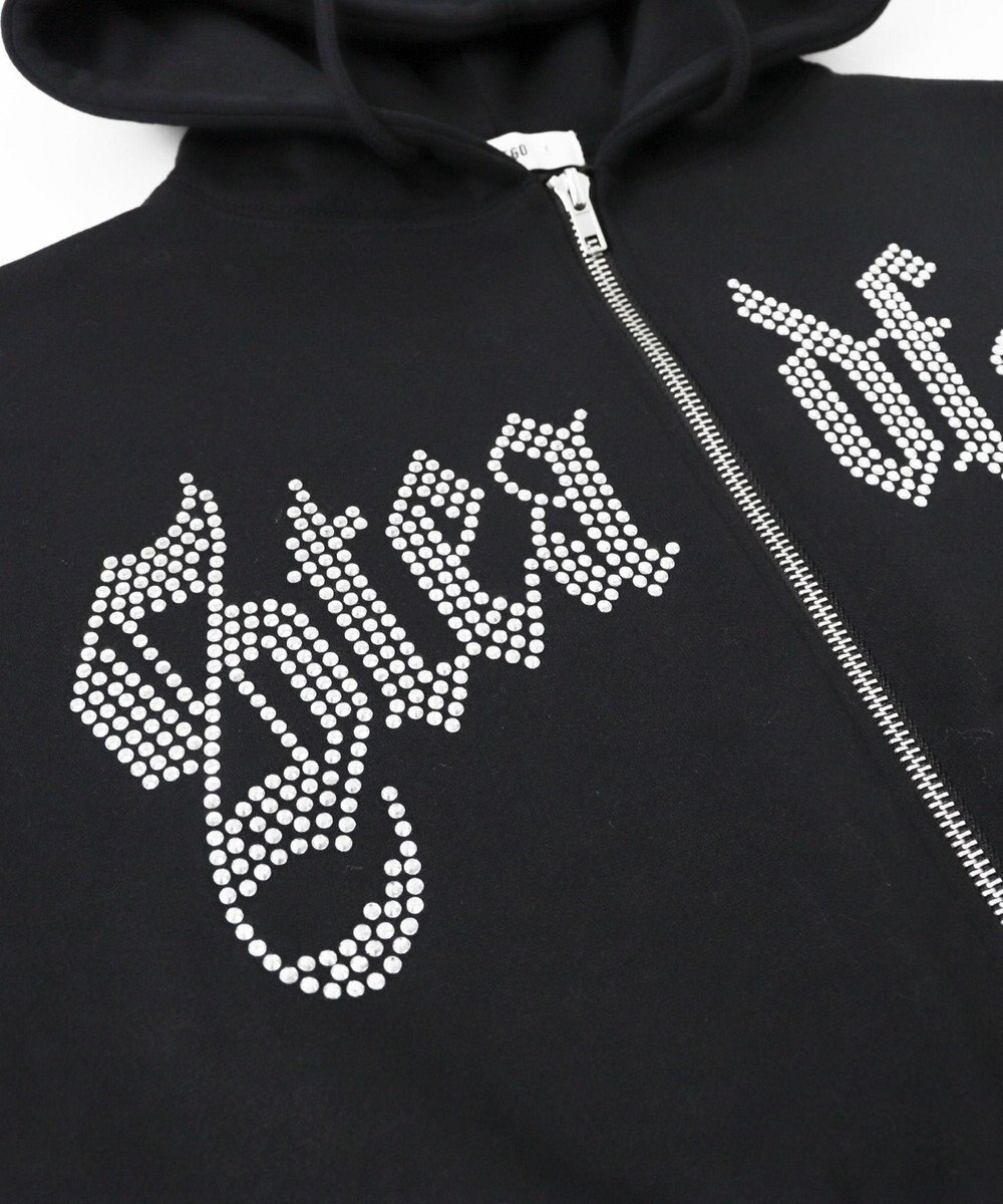 WEGO 【裏起毛】ラインストーン裏起毛ショートジップパーカー 