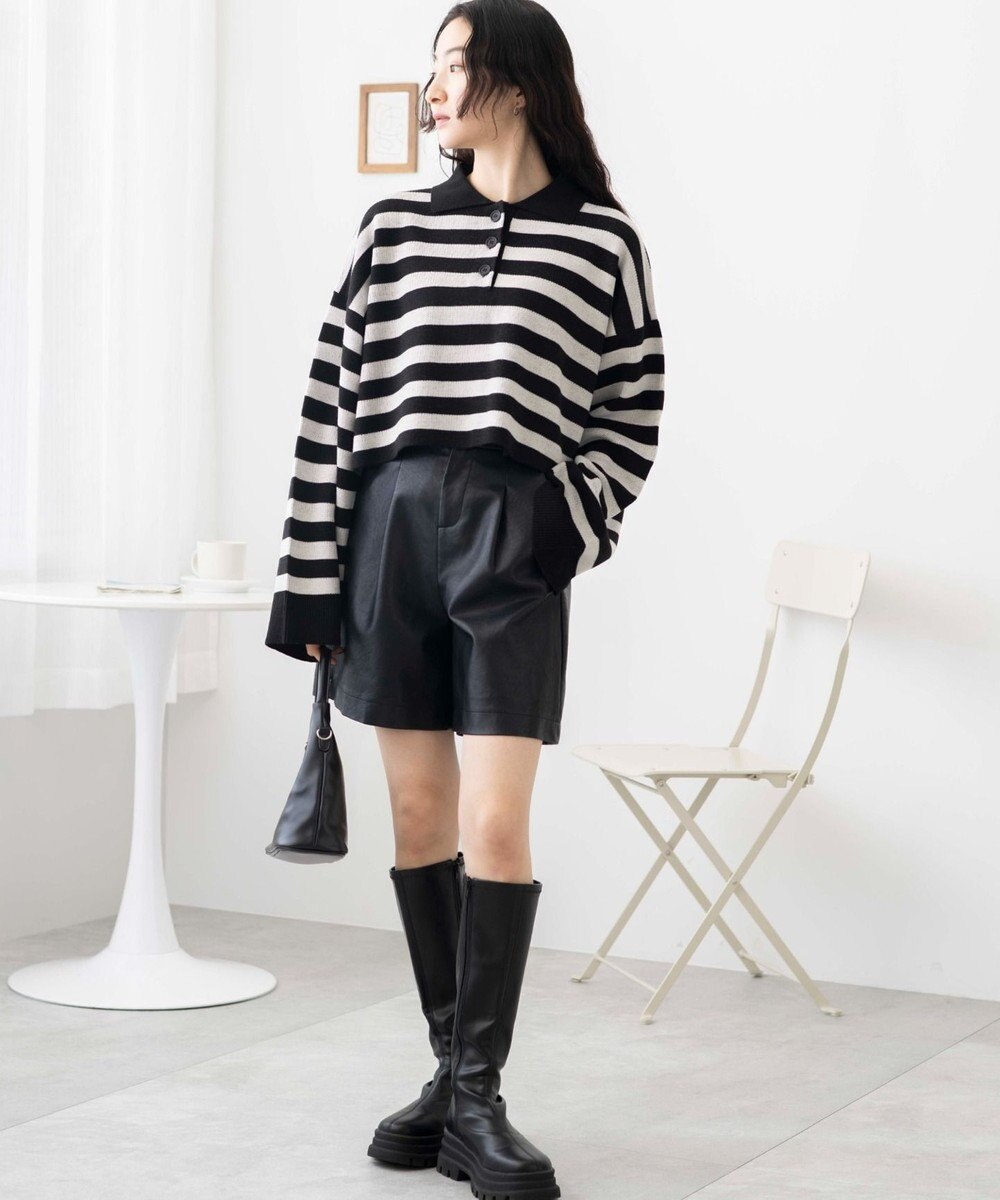 WEGO ボーダーニットポロ 