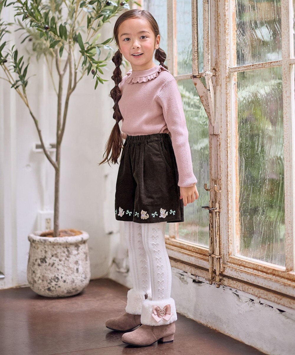 ANY KIDS ネコ刺繍 コーデュロイ ショートパンツ 