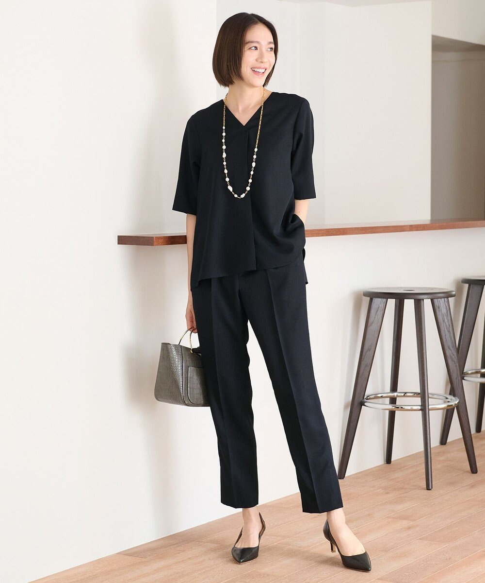 自由区 【接触冷感・速乾・UVケア・撥水・防シワ・XSサイズあり】リネンライクツィルテーパード パンツ 