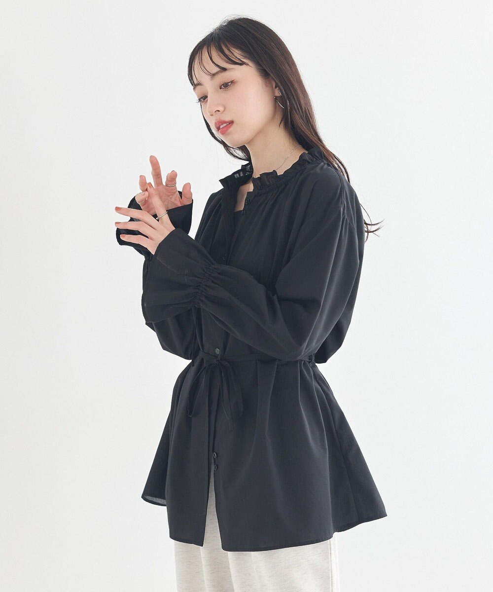 earth music&ecology 【イージーケア】TRキュプラダブルボタンフリルシャツ 