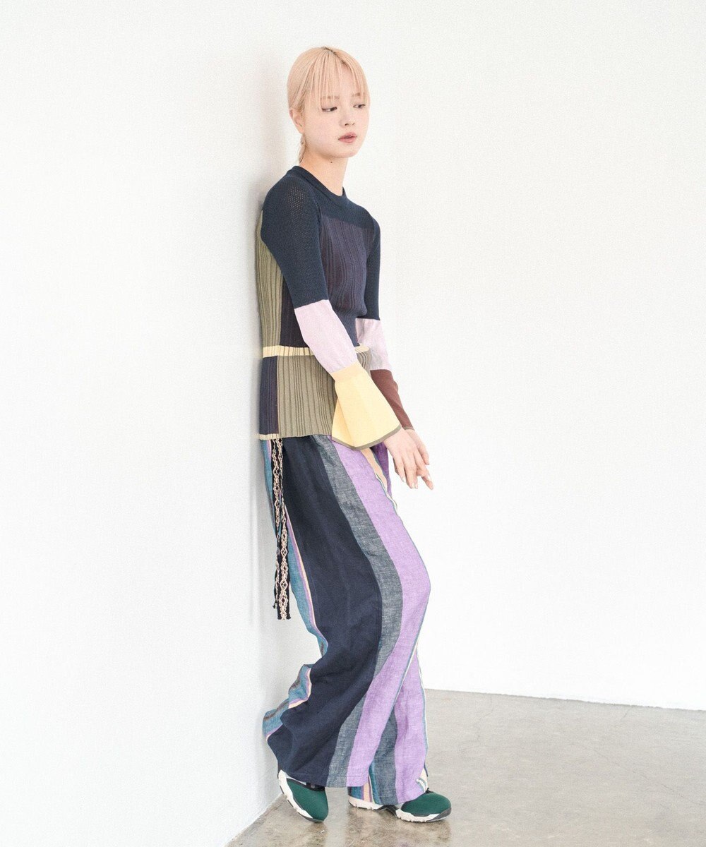 COQ CACTUS カラーブロックリブニット 