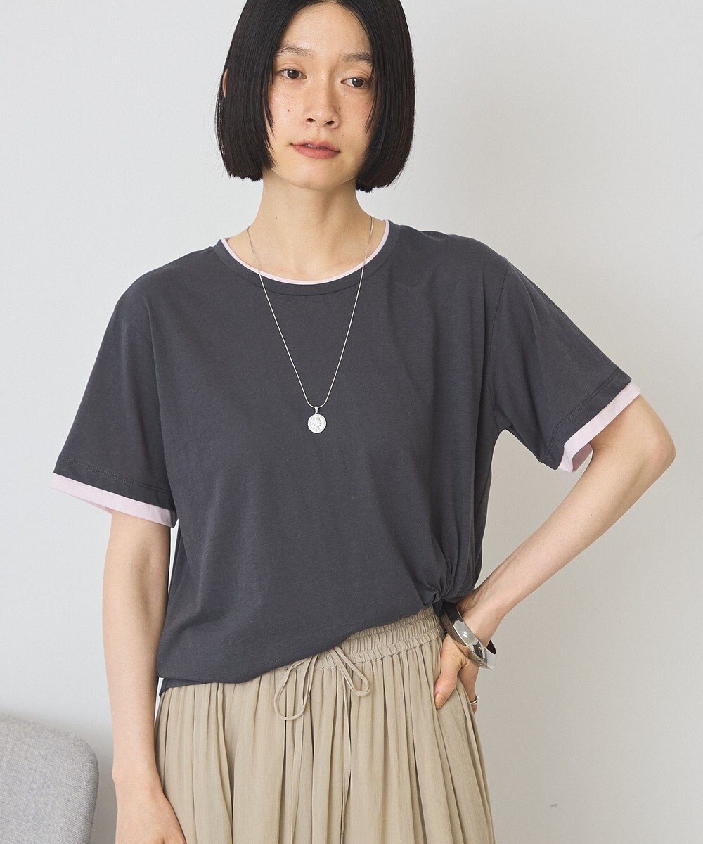 AMERICAN HOLIC 配色レイヤード風シアーＴシャツ 