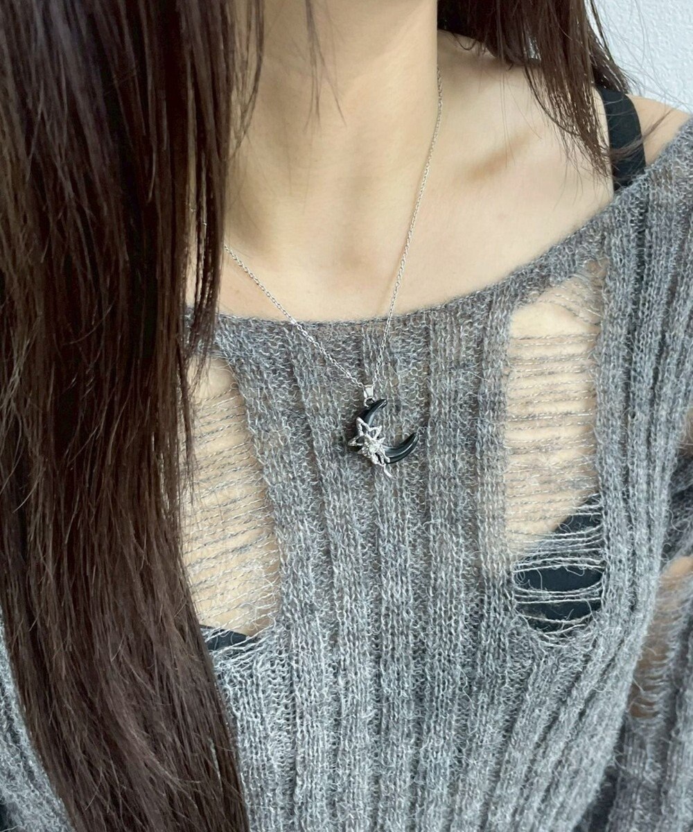 WEGO Lブラックストーンモチーフネックレス 