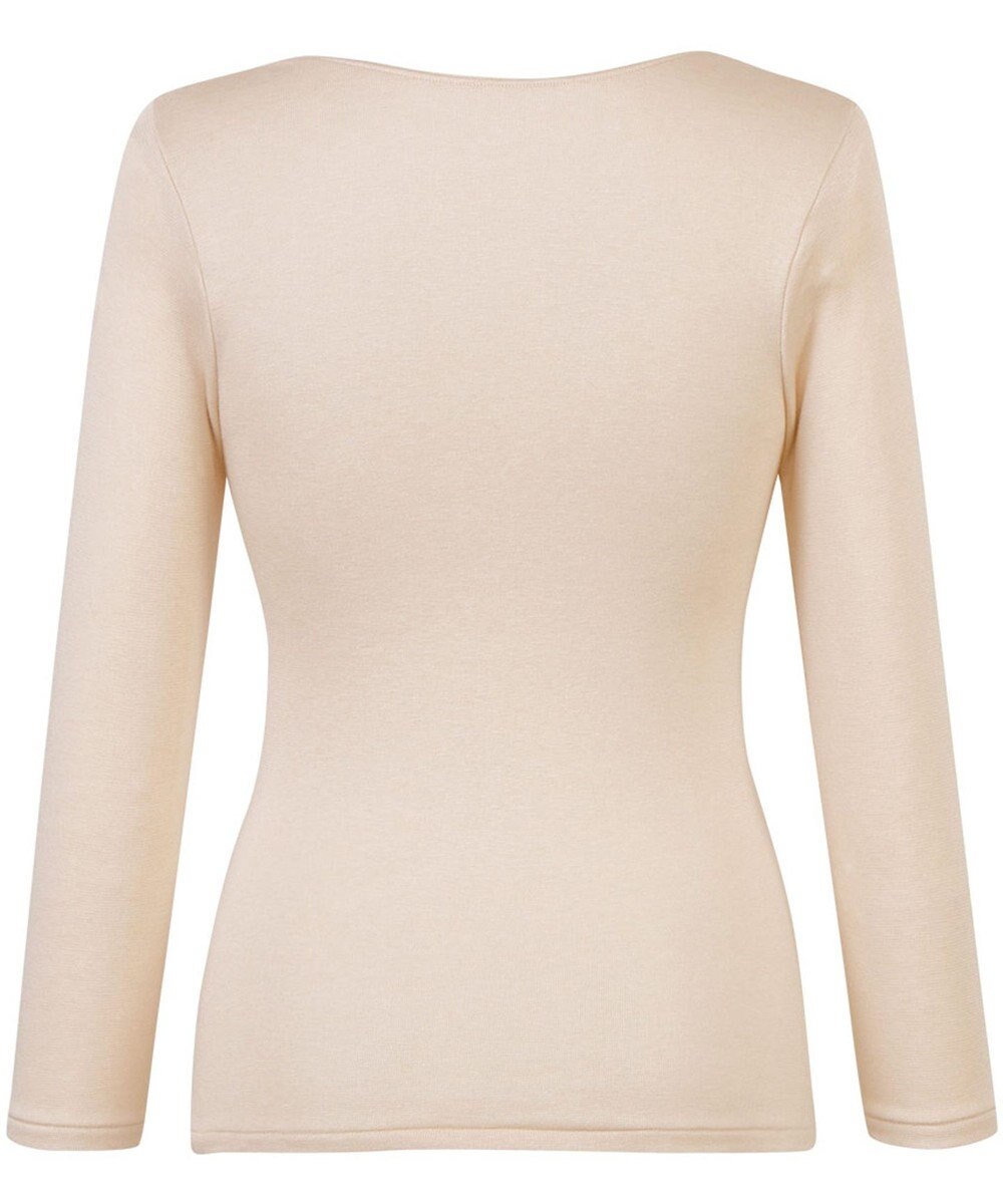 Wing あったかインナー 綿混 裏起毛 よく伸びる素材 【ラクのびサーモ】 8分袖 長袖 ネックせまめ 秋 冬 EL6913 ウイング／ワコール 