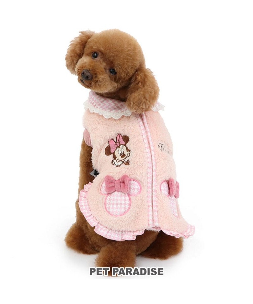 PET PARADISE ディズニー ミニーマウス チェック ジップベスト 小型犬 ピンク（淡）