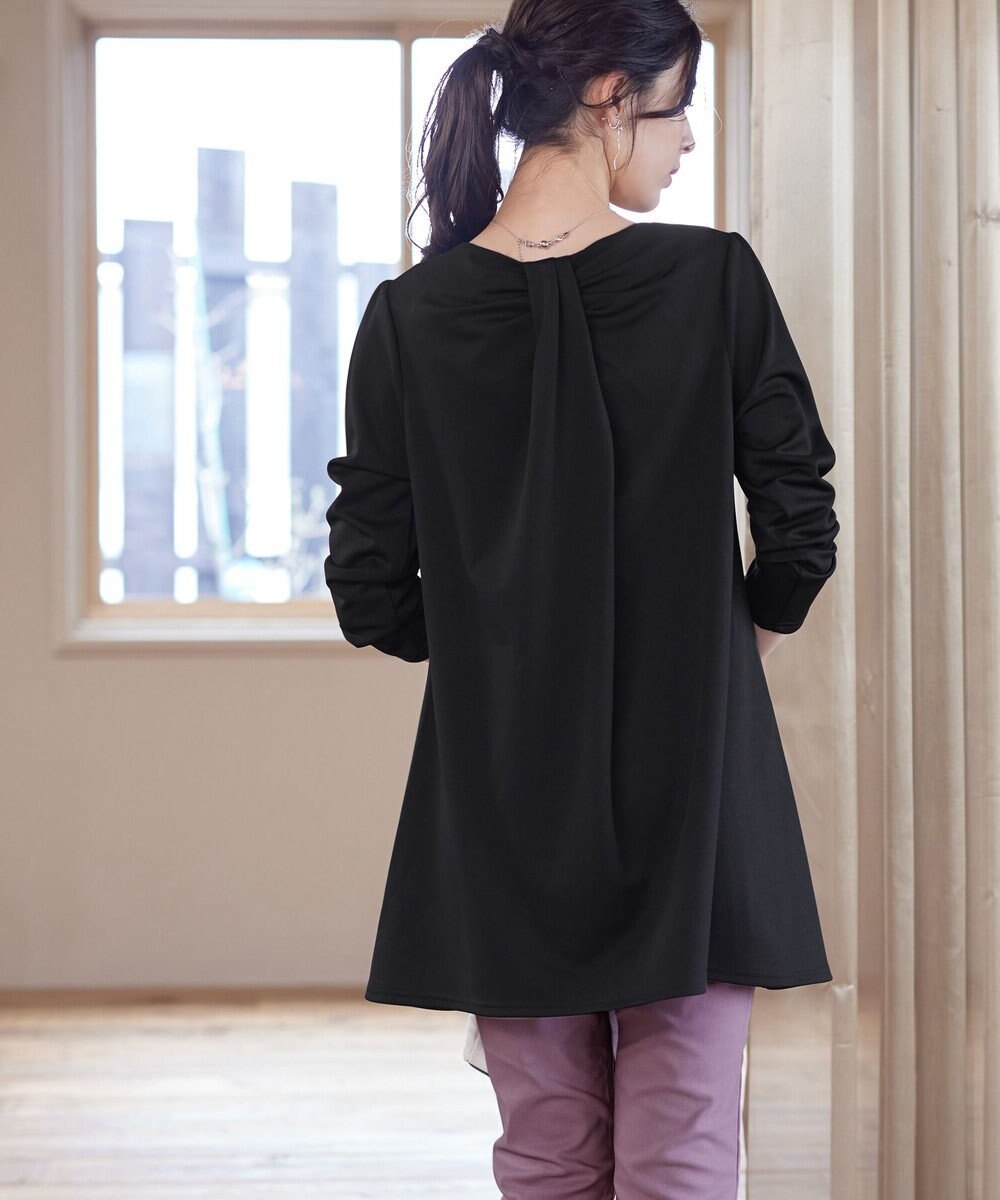 Tiaclasse 【洗える】キーネックバックツイストポンチチュニックブラウス 