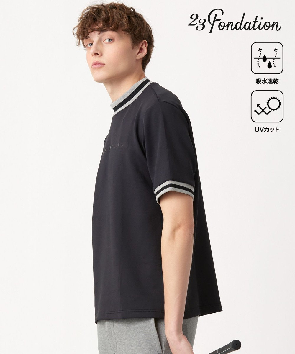 23区GOLF 【23Fondation】【吸水速乾/UVケア】ライトダンボール モックネック 