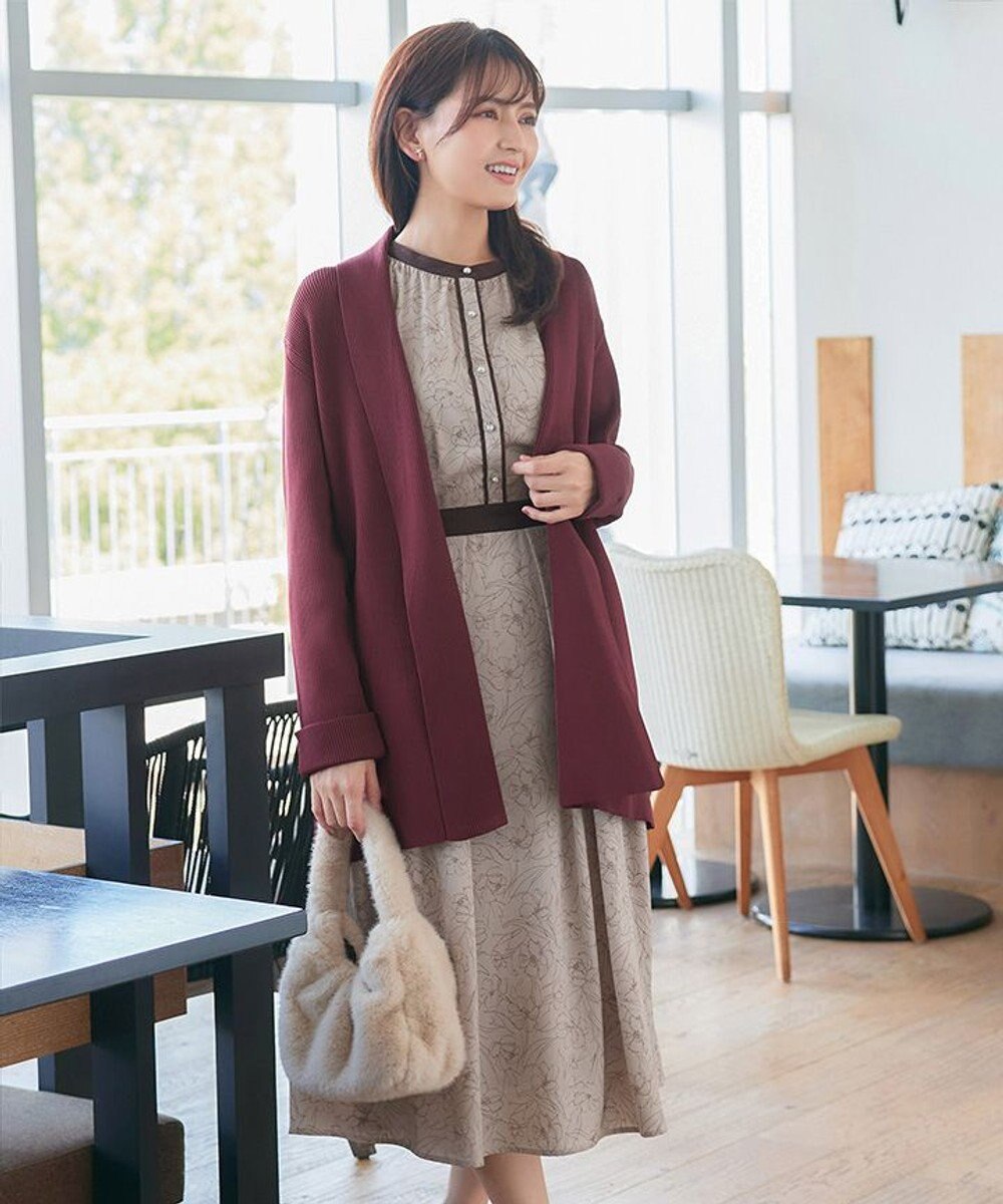 Tiaclasse L 【安田美沙子さん着用・新色/XSサイズ追加・洗える】フラワープリント配色ワンピース 