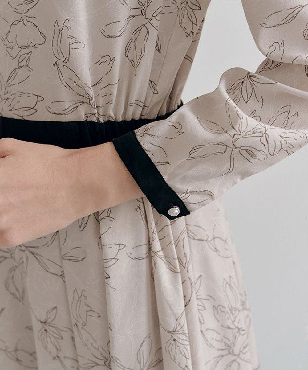 Tiaclasse L 【安田美沙子さん着用・新色/XSサイズ追加・洗える】フラワープリント配色ワンピース 