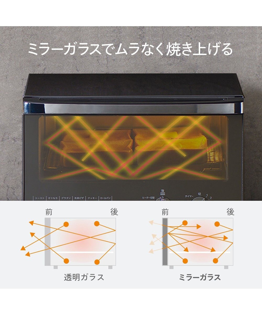 YAMATO テーブル＆キッチン 【TWINBIRD】ミラーガラスオーブントースター  ブラック  TS-D047B 