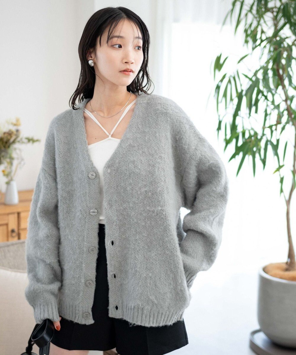 WEGO モヘアライクBIGカーディガン 