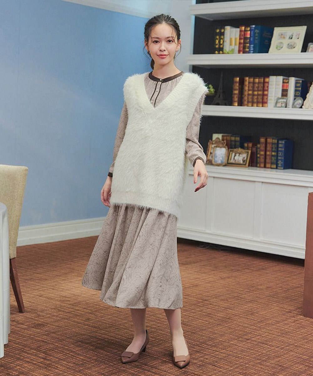 Tiaclasse L 【安田美沙子さん着用・新色/XSサイズ追加・洗える】フラワープリント配色ワンピース 