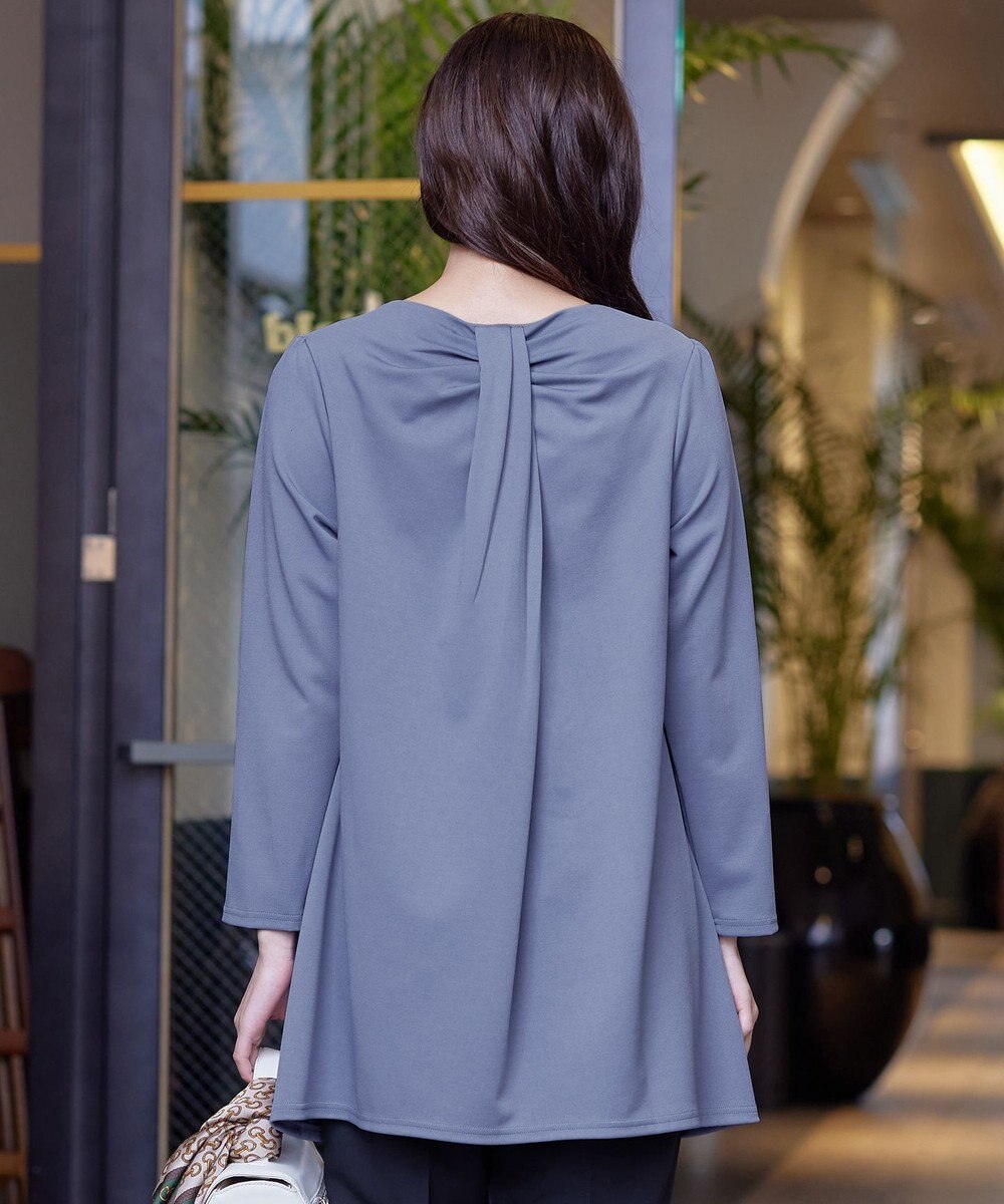 Tiaclasse 【洗える】キーネックバックツイストポンチチュニックブラウス 