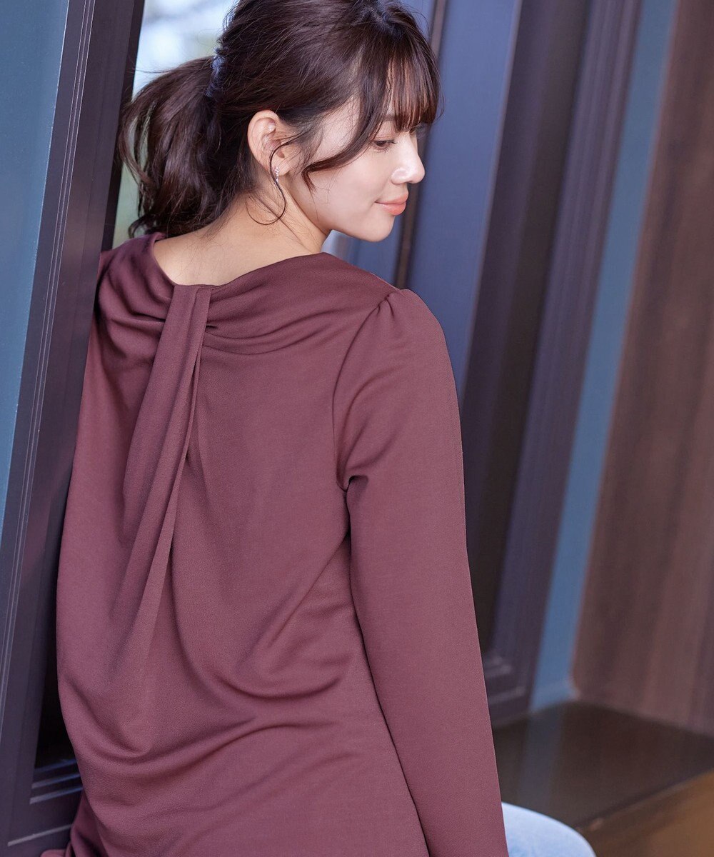 Tiaclasse 【洗える】キーネックバックツイストポンチチュニックブラウス 