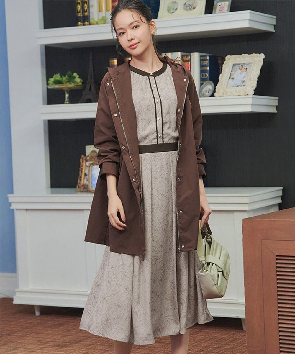 Tiaclasse L 【安田美沙子さん着用・新色/XSサイズ追加・洗える】フラワープリント配色ワンピース 