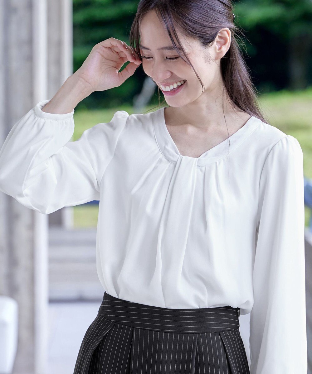 Tiaclasse 【スマート裏起毛】 ボウタイ風ブラウス 