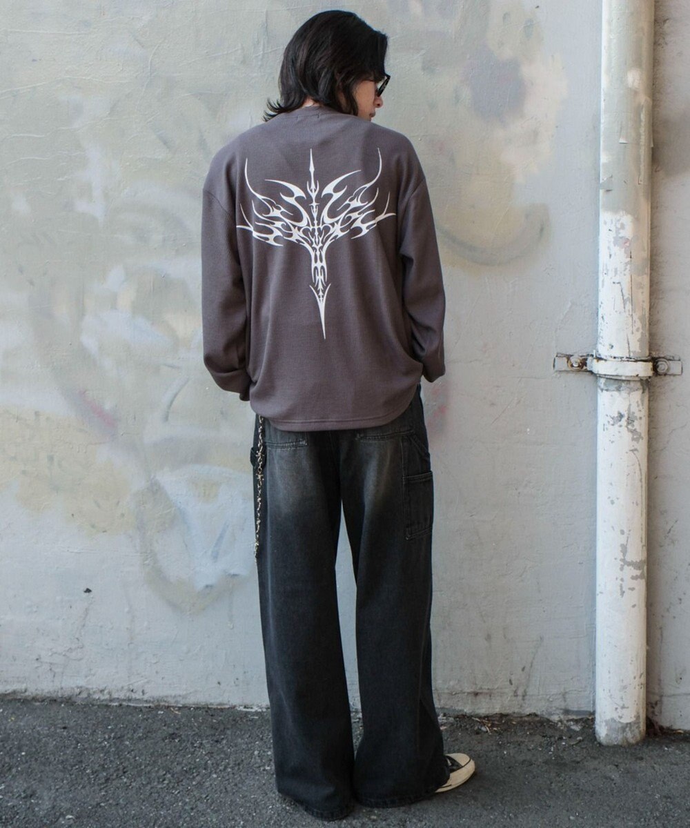 WEGO ワッフルグラフィックT（LS） 