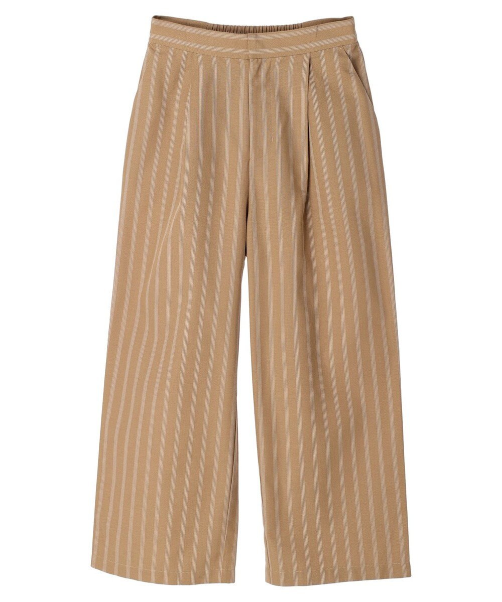 Green Parks 綿麻混タックストレートワイドパンツ 