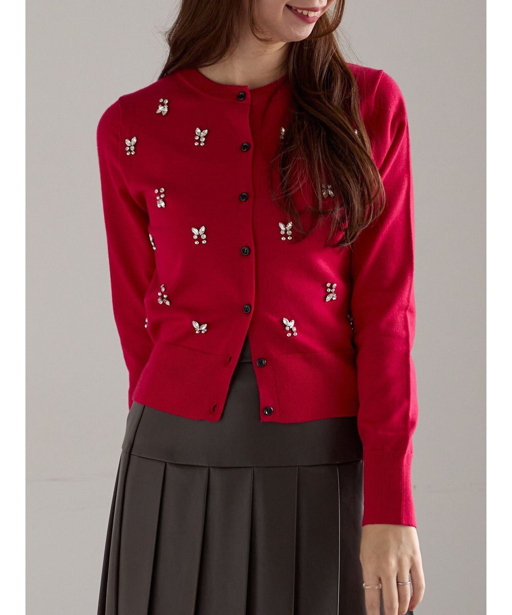 Te chichi ビジューニットコンパクトカーディガン 