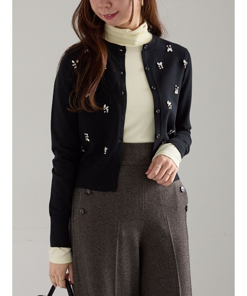 Te chichi ビジューニットコンパクトカーディガン 