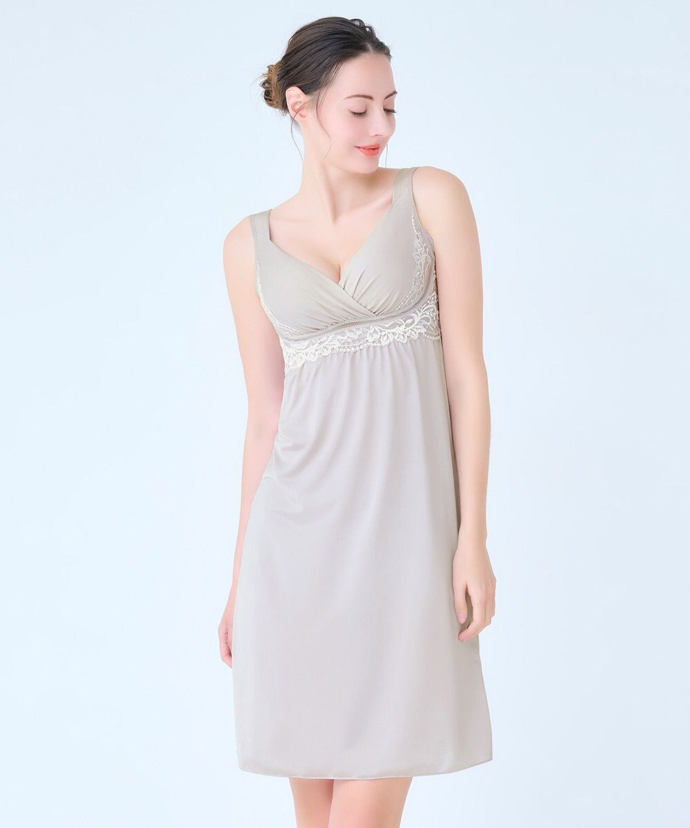 BRADELIS New York 【BRADELIS NewYork peace】綿混キャッチャーカップレースブラスリップ25 補正 下着 インナー カップ付き ワンピース 