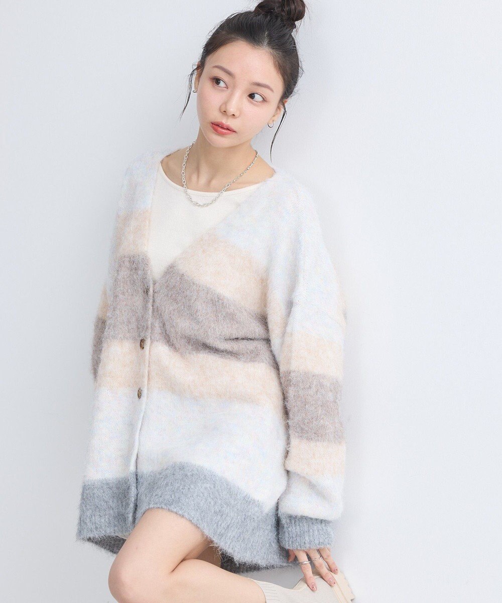 earth music&ecology グラデーション起毛ニットカーディガン 