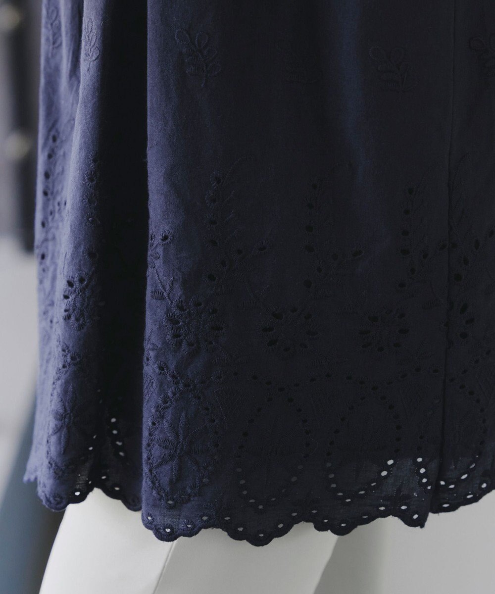 Tiaclasse 【洗える】パンチングレースピンタックチュニックブラウス 