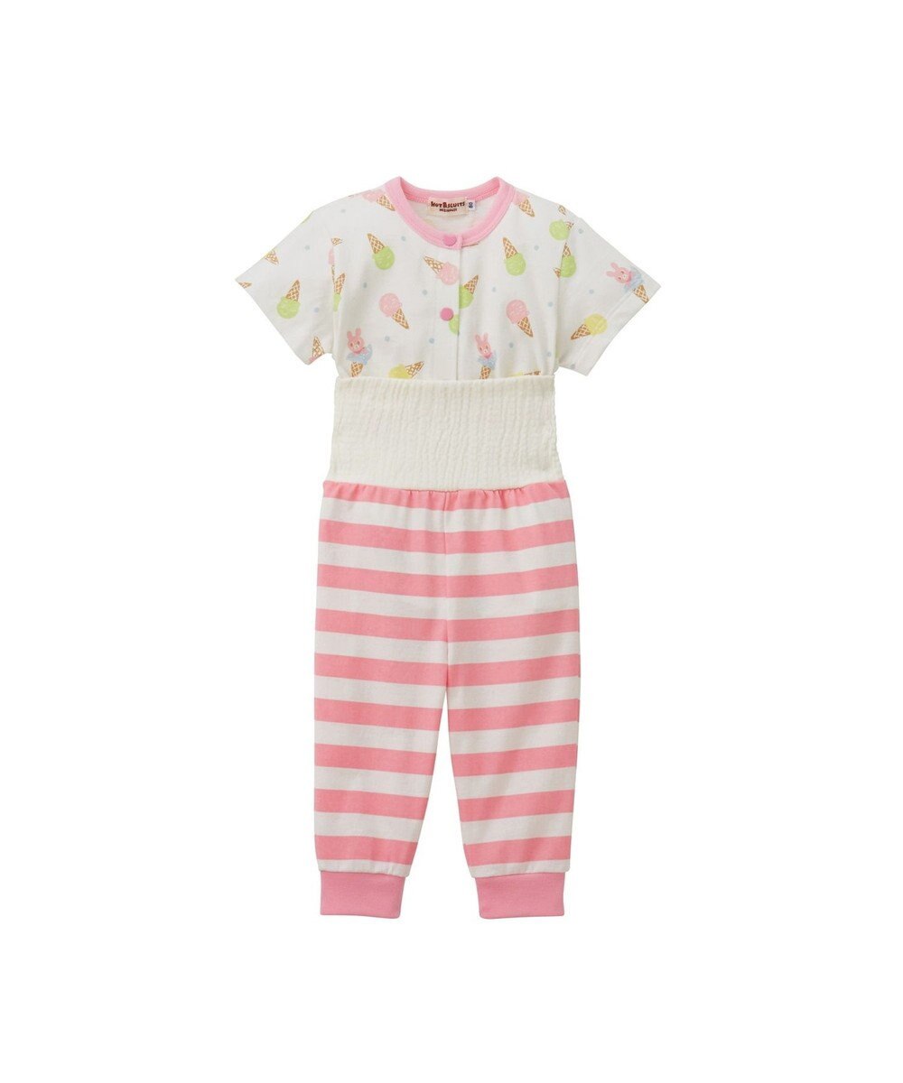 MIKI HOUSE HOT BISCUITS アイス柄 腹巻付き半袖パジャマ 