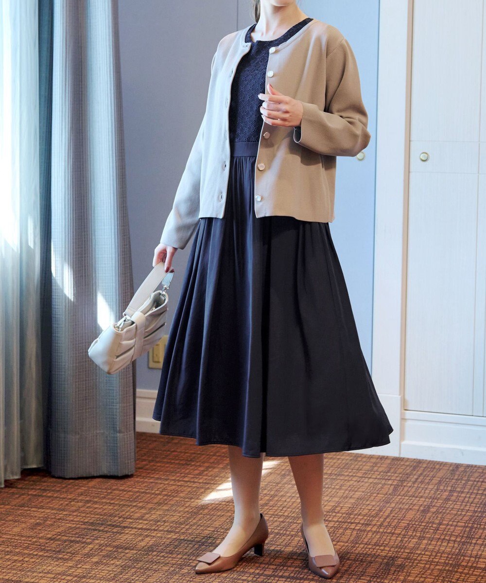 Tiaclasse L 【洗える】レース切替ワンピース 