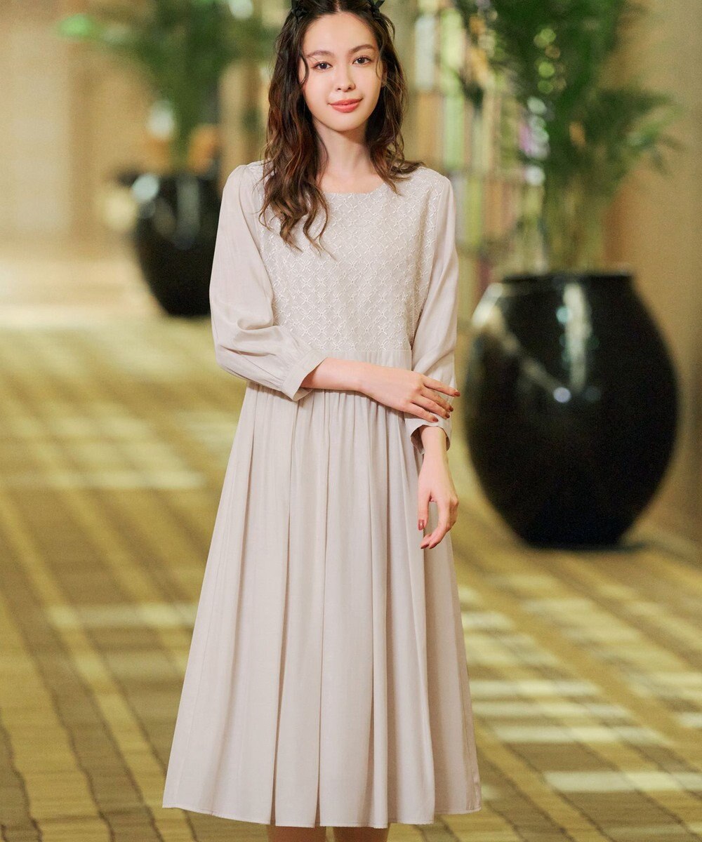 Tiaclasse L 【洗える】レース切替ワンピース 