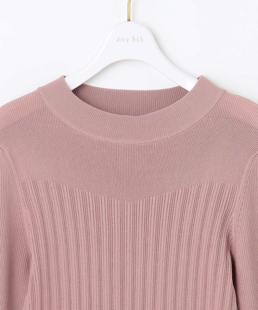 ANY SIS 【2WAY】リボン付き パフスリーブリブ ニット 